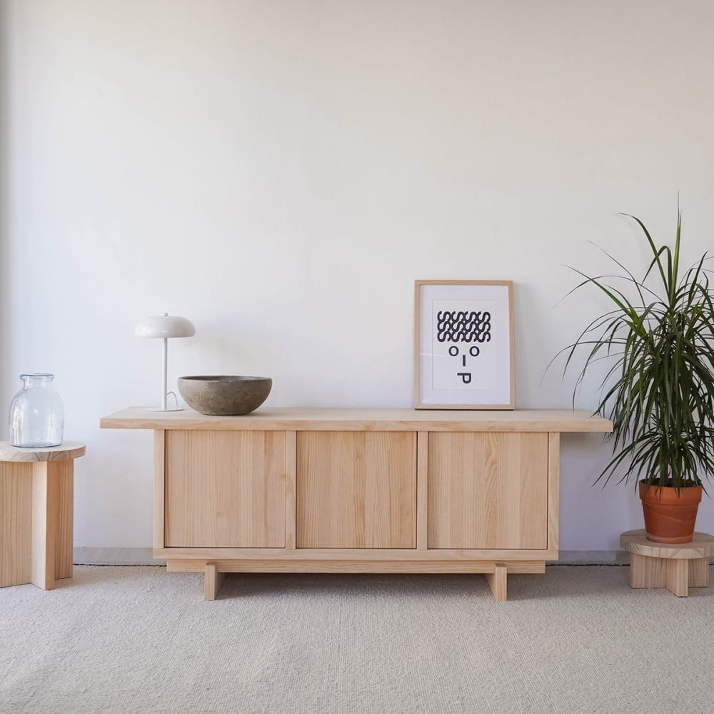 Meuble TV en pin massif naturel 148 cm Non verni - Maisons du Monde