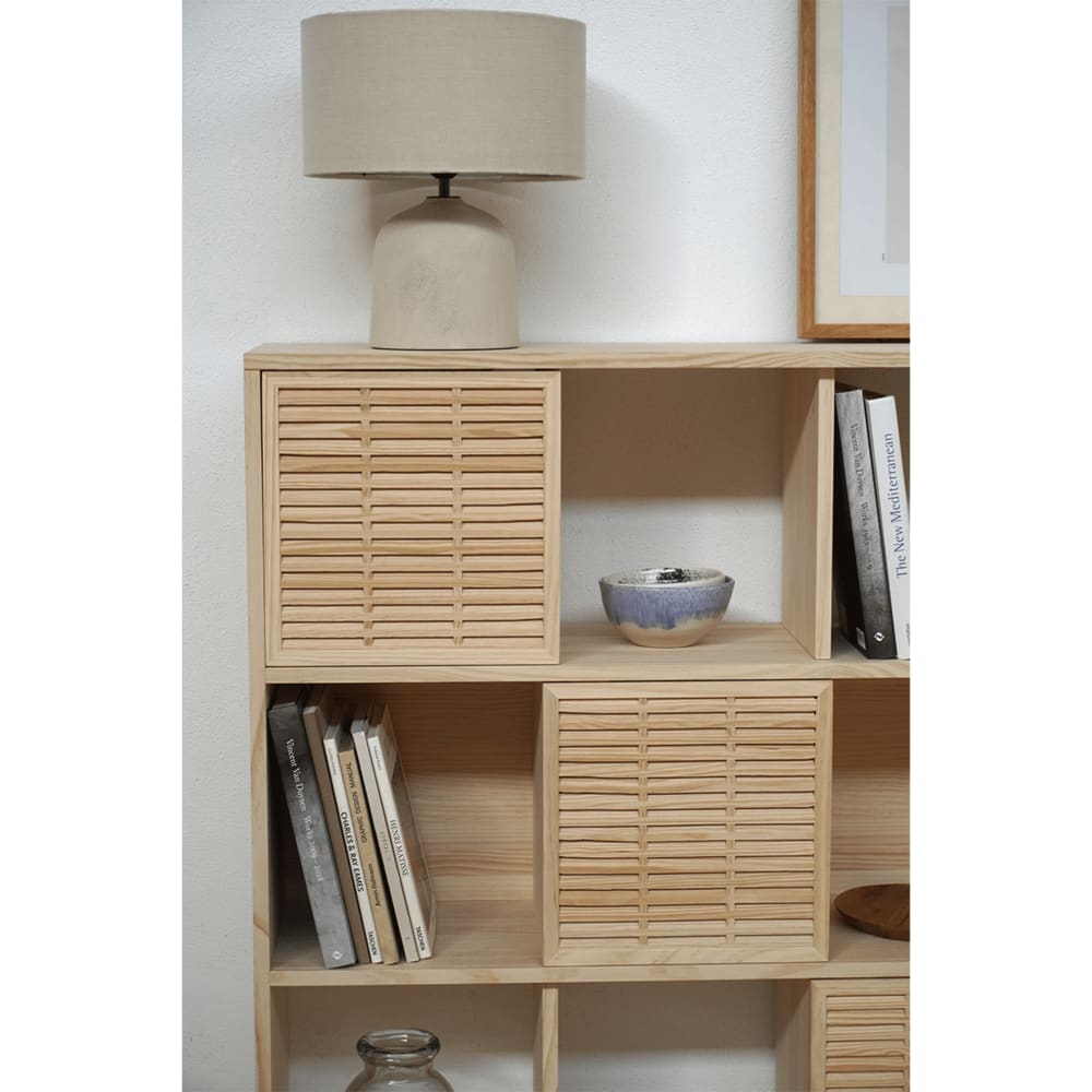 Bibliothèque en bois massif naturel 3 portes 160 cm Non verni - Maisons du Monde