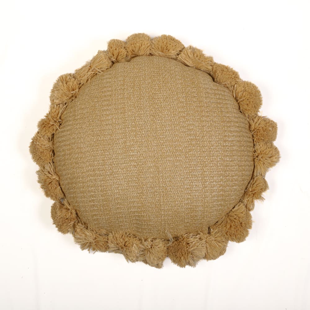 Coussin effet raphia - Forme de soleil - 50x15cm