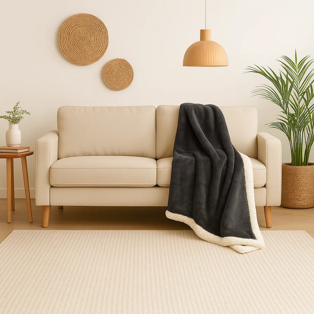Sherpa-Flanelldecke 480 g/m², 150x200, Anthrazitgrau - Maisons Du
