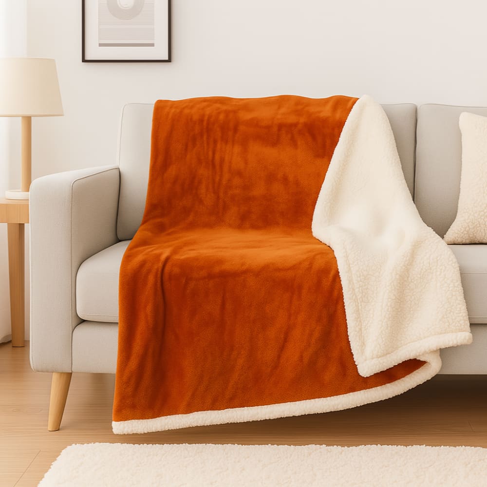 Sherpa-Flanelldecke 480 g/m², 200x240, Terrakotta - Maisons Du