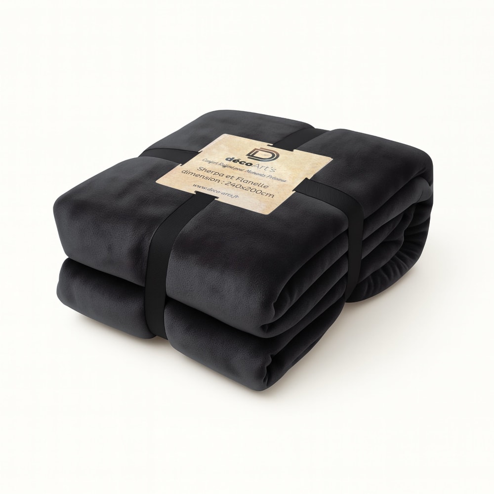 Plaid en sherpa flanelle 480 gsm  200x240 gris anthracite