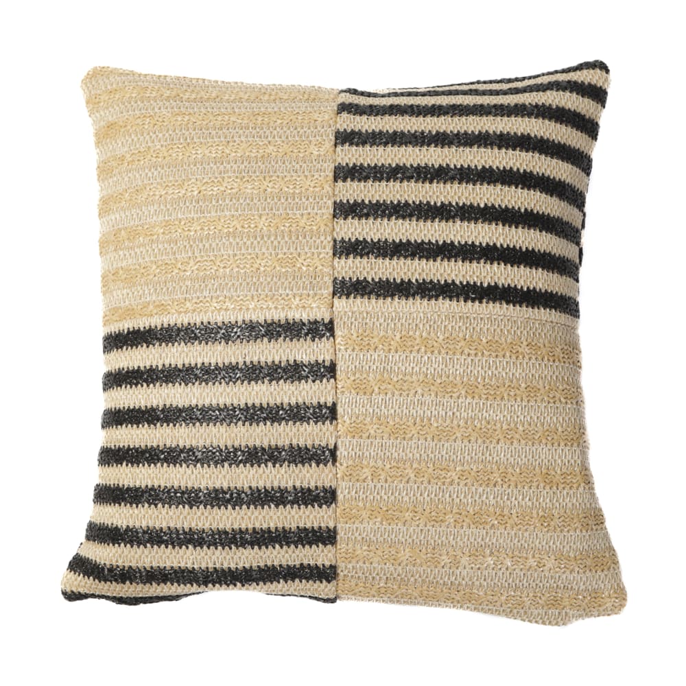 Housse de coussin effet raphia - Carré - 45x45cm - Beige & rayure