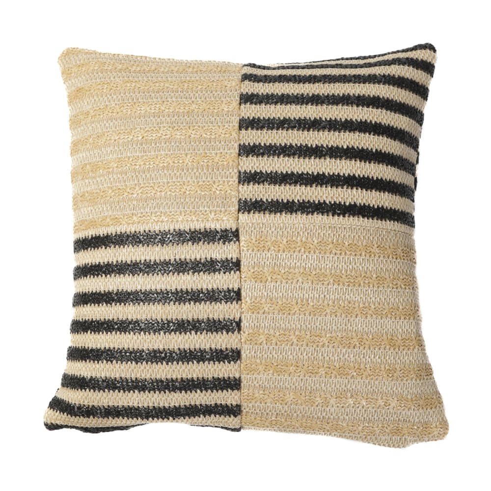 Deco Arts Kissenhülle Raphia-Optik 45x45 cm – Zweifarbig, schwarze Streifen style modern Beige Pes - Polyester