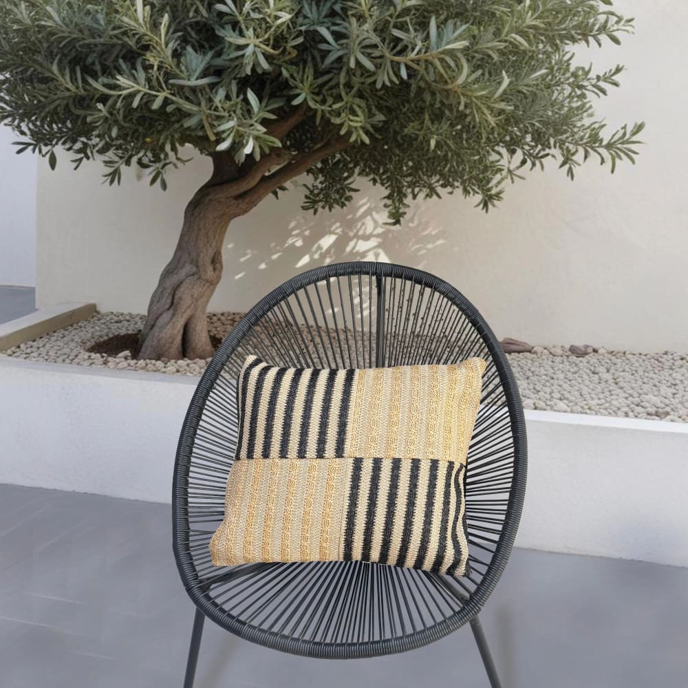 Housse de coussin effet raphia - carré - 45x45cm - beige & rayure — vue 3
