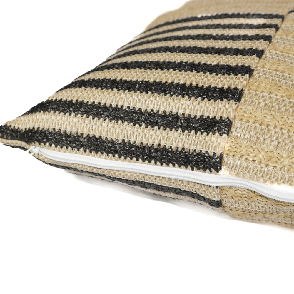 Housse de coussin effet raphia - carré - 45x45cm - beige & rayure — vue 4