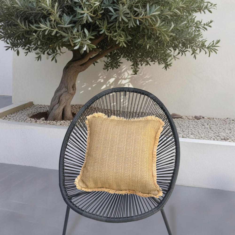 Housse de coussin effet raphia - carré - 45x45cm - uni - Maisons du Monde