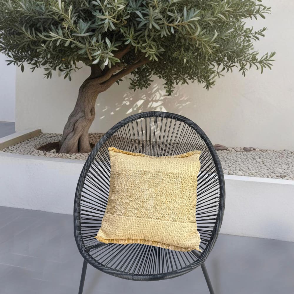 Housse de coussin effet raphia - carré - 45x45cm - à bande - Maisons du Monde