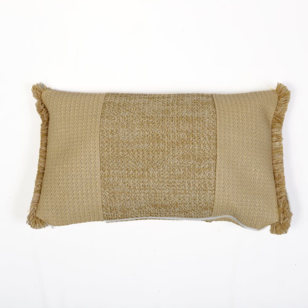 Housse de coussin effet raphia - Rectangle - 50x30cm - Beige et noir