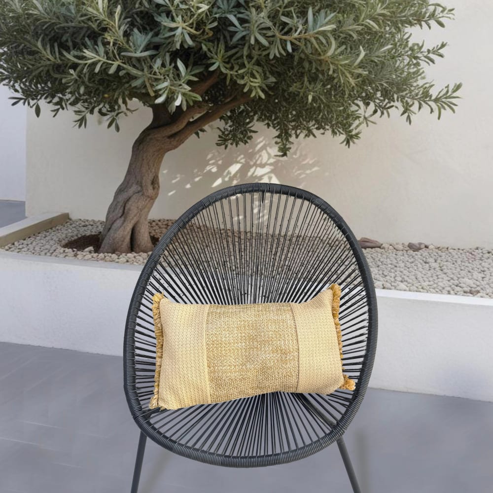 Housse de coussin effet raphia - rectangle - 50x30cm - beige et noir - Maisons du Monde