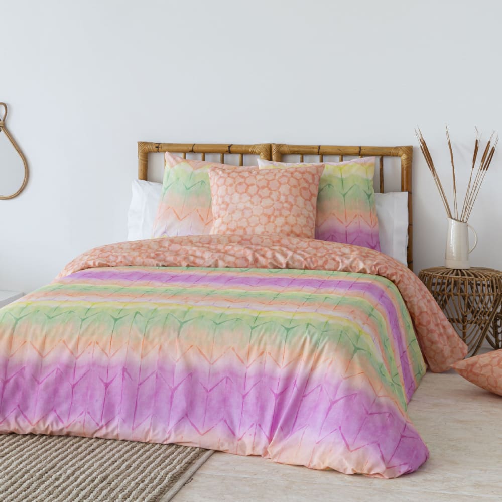 Housse de couette réversible en coton 140x200 cm multicolore