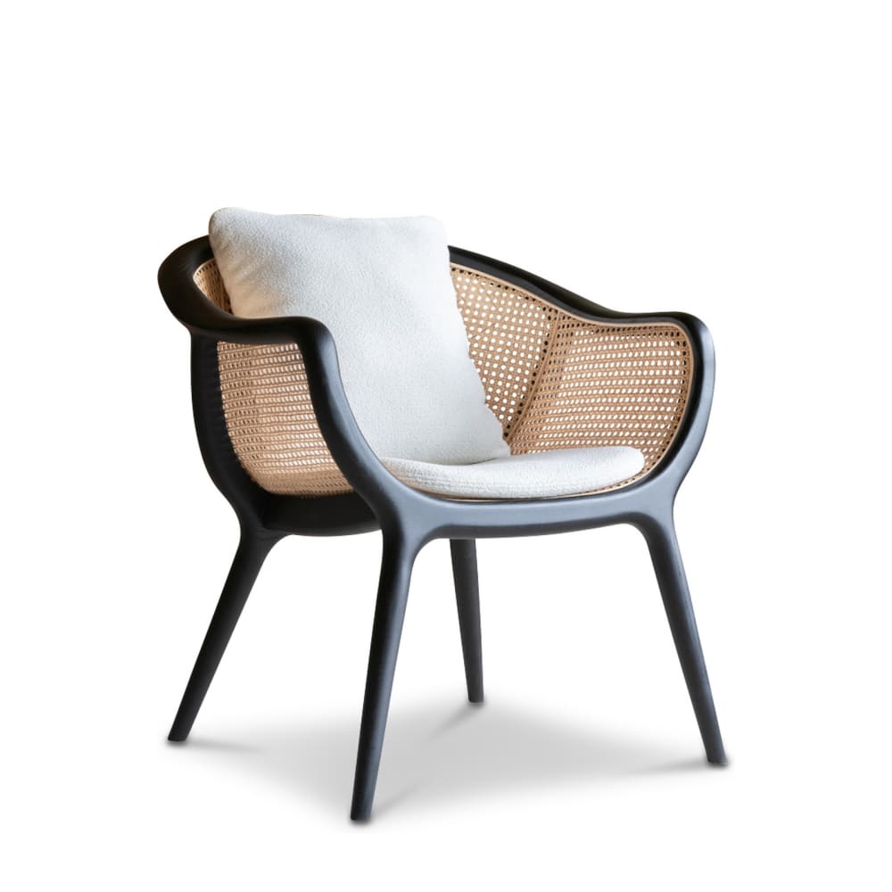 PIB Fauteuil en osier et frêne massif noir - Bois