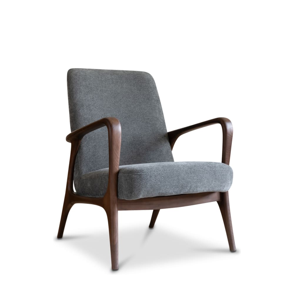 Fauteuil en frêne foncé et tissu gris - Maisons du Monde