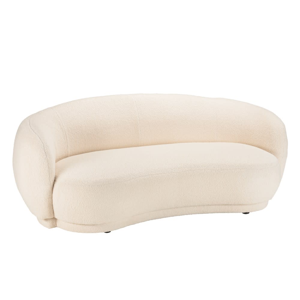 Canapé haricot 3 places en tissu bouclette écru