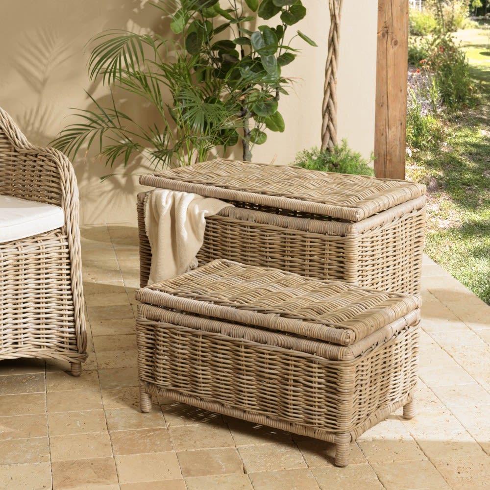Set de 2 coffres de rangement rectangulaires en kubu naturel