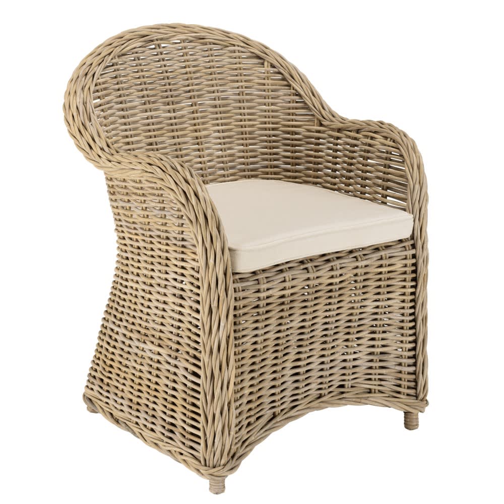 Fauteuil en kubu avec coussin blanc