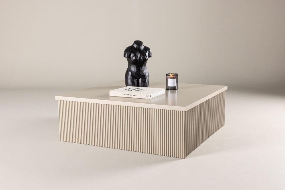 Table basse carrée en bois 90x90cm - Beige