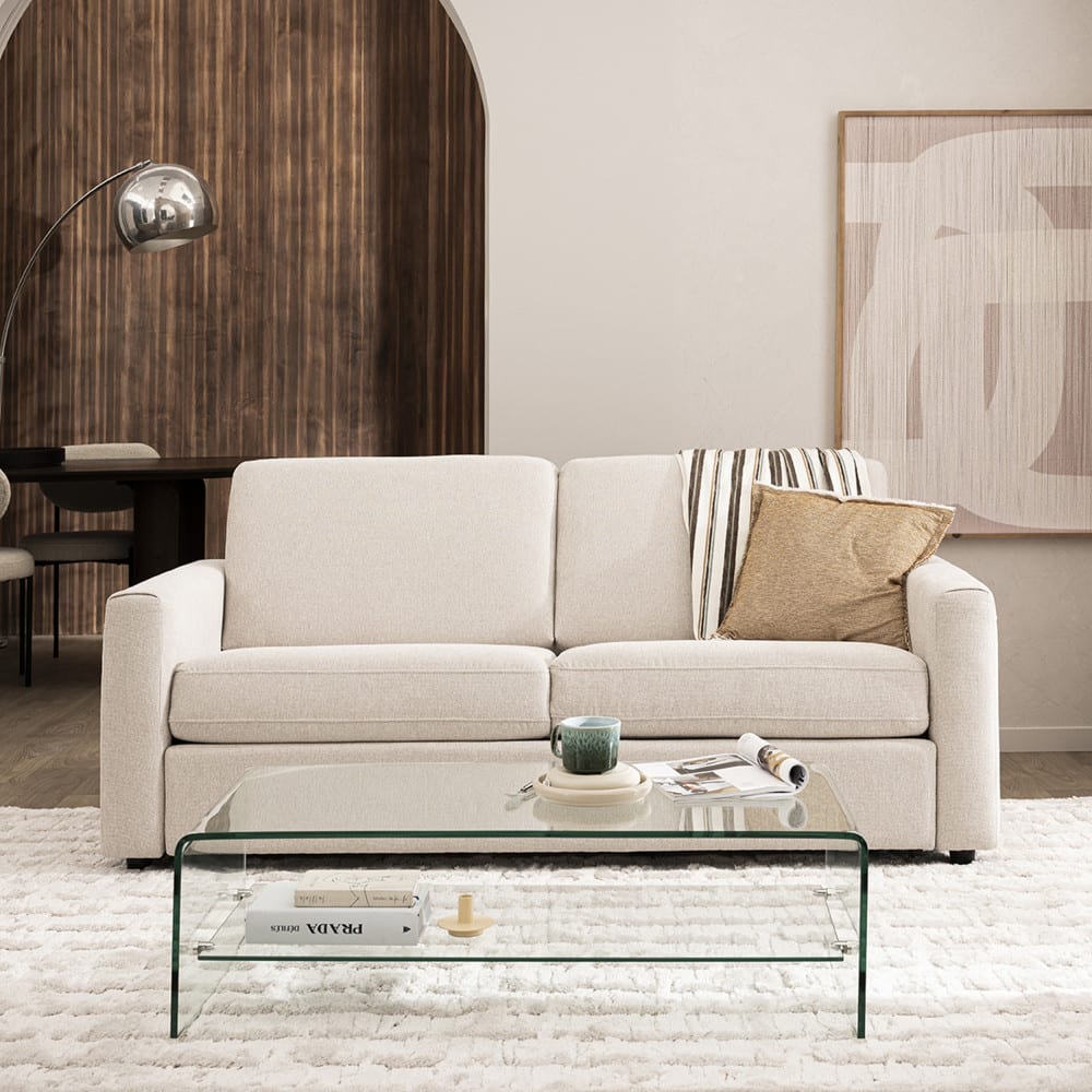 Table basse double plateau en verre l110cm - transparent - Maisons du Monde
