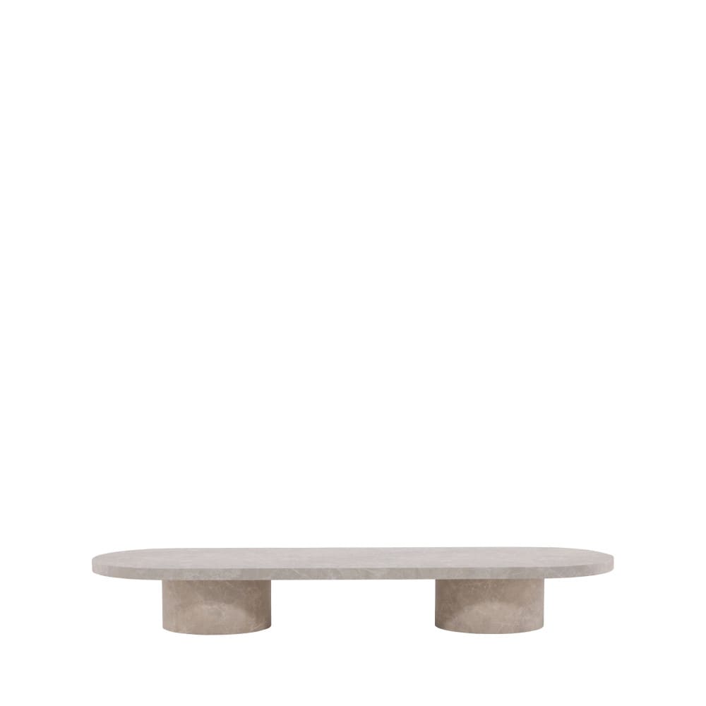 Table basse ovale effet marbre 190x60cm - Beige