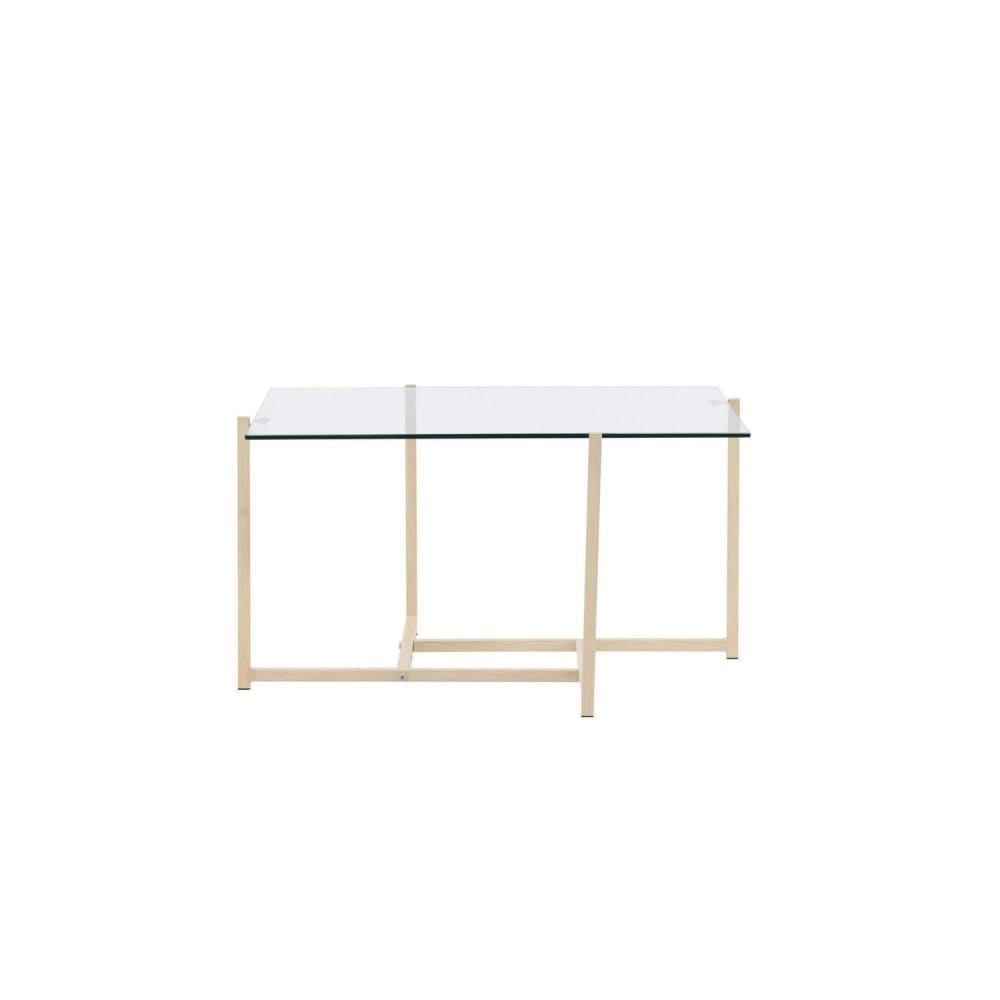 Venture Home Couchtisch Hybrid 80cm aus Glas, Gold style modern Transparent Spanplatte