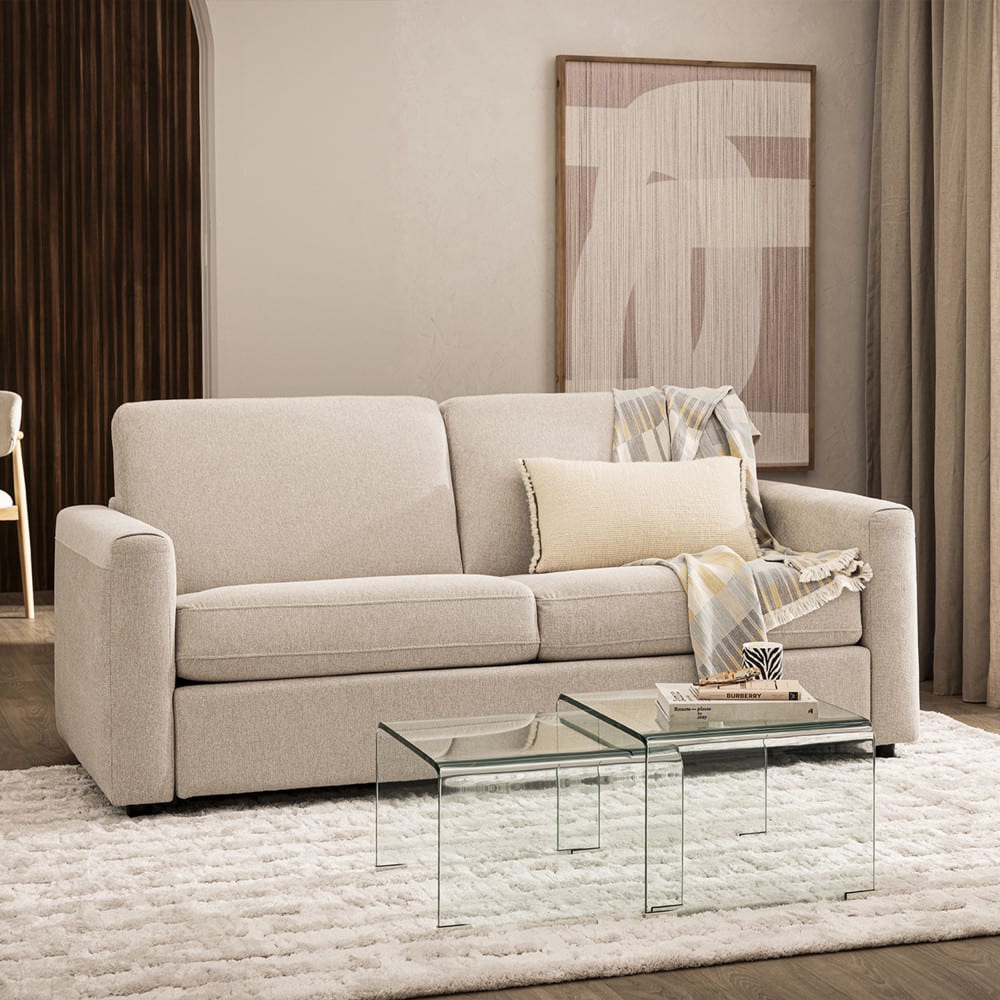 Lot de 2 tables basses gigognes en verre - Transparent