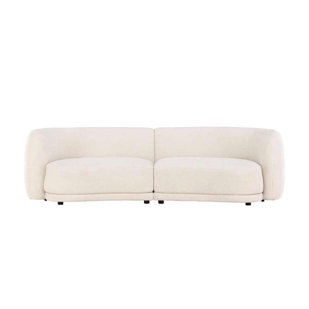 Canapé droit arrondi 3,5 places en tissu et métal - Écru Canapé droit arrondi 3,5 places en tissu et métal - Écru