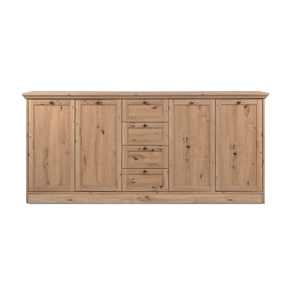 Calicosy Sideboard 4 Türen mit Metallgriffen B200 cm - Eichendekor Braun Spanplatte