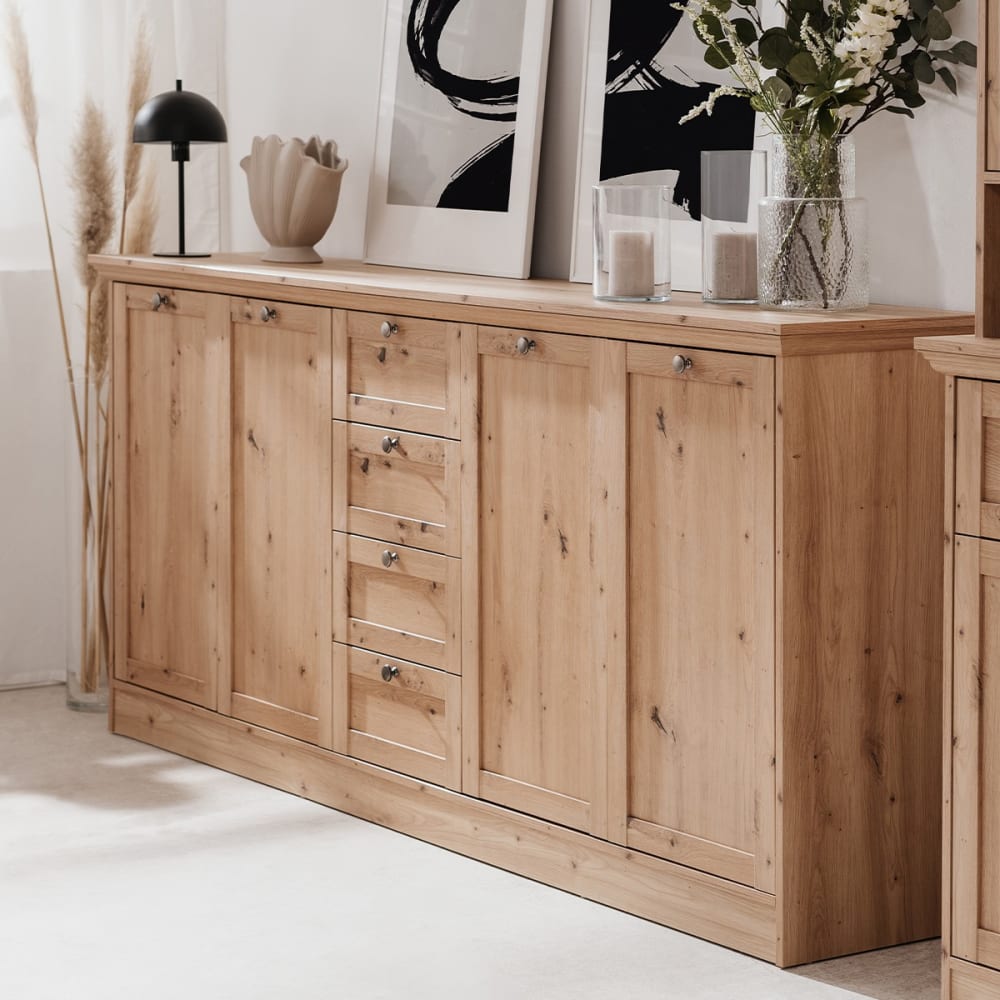 Buffet 4 portes l200 cm - effet chêne - Maisons du Monde