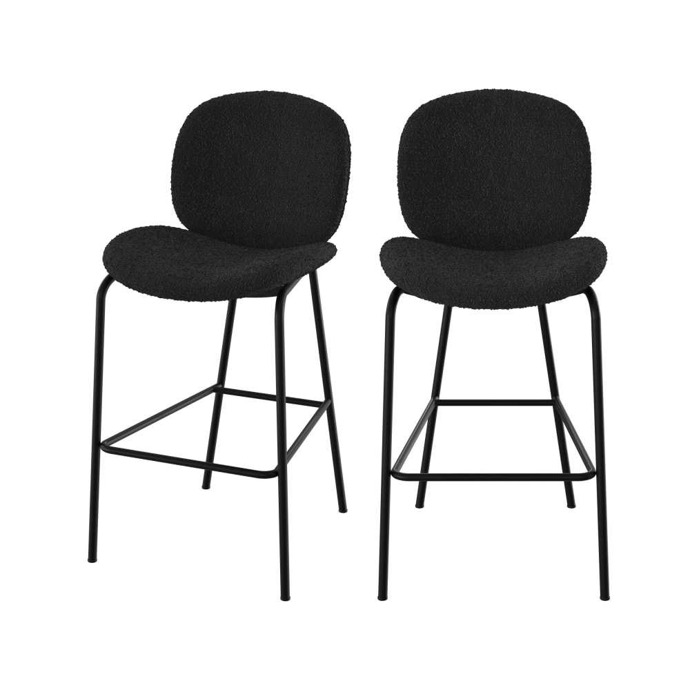 Maison Pavane 2er-Set Kücheninselstühle aus schwarzem Bouclé-Stoff, 63,5 cm style modern - Stoff