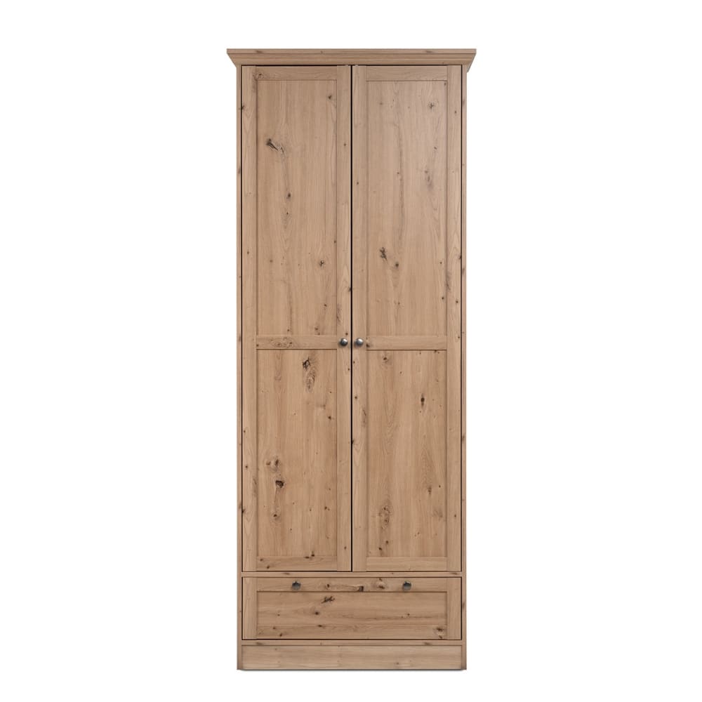 Armoire d'entrée 2 portes à cadre L80 cm - Effet Chêne