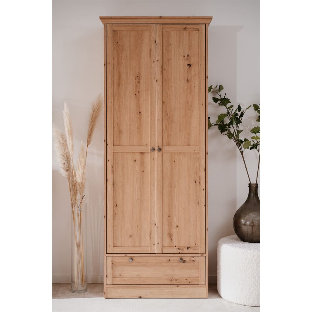 Armoire d'entrée 2 portes à cadre L80 cm - Effet Chêne - Maisons du Monde