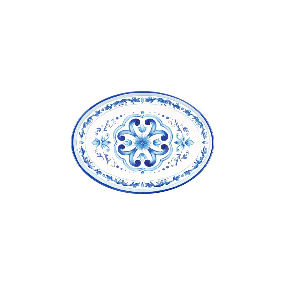 Lot de 2 plateaux ovales en mélamine bleu 35,5 x 25,5 cm Lot de 2 plateaux ovales en mélamine bleu 35,5 x 25,5 cm