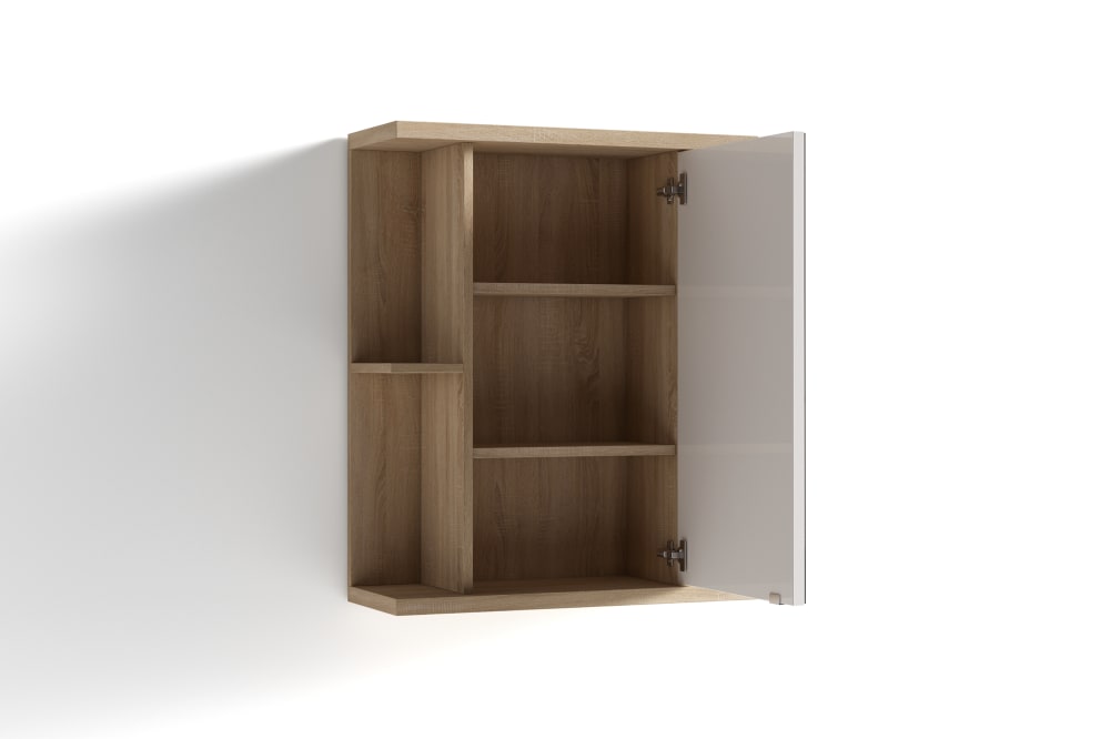 Spiegelschrank in Eichenholzoptik, 1-türig, B 60, H 70, T 25m,