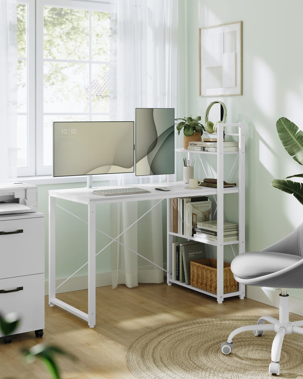 Bureau avec rangement et étagères réversibles 120 x 60 x 120 cm blanc - Maisons du Monde