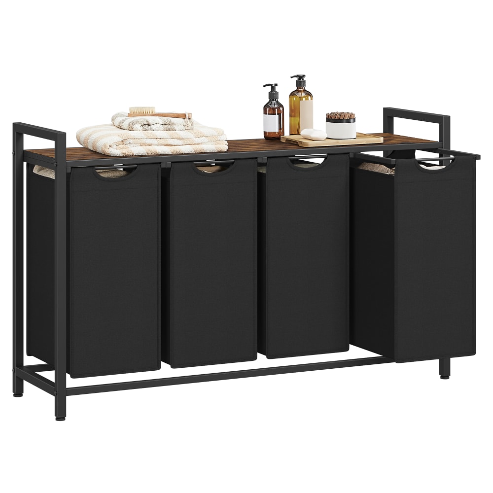 VASAGLE Panier à linge 160 l 115.6 x 33 x 72.5 cm noir et marron style industriel - Acier