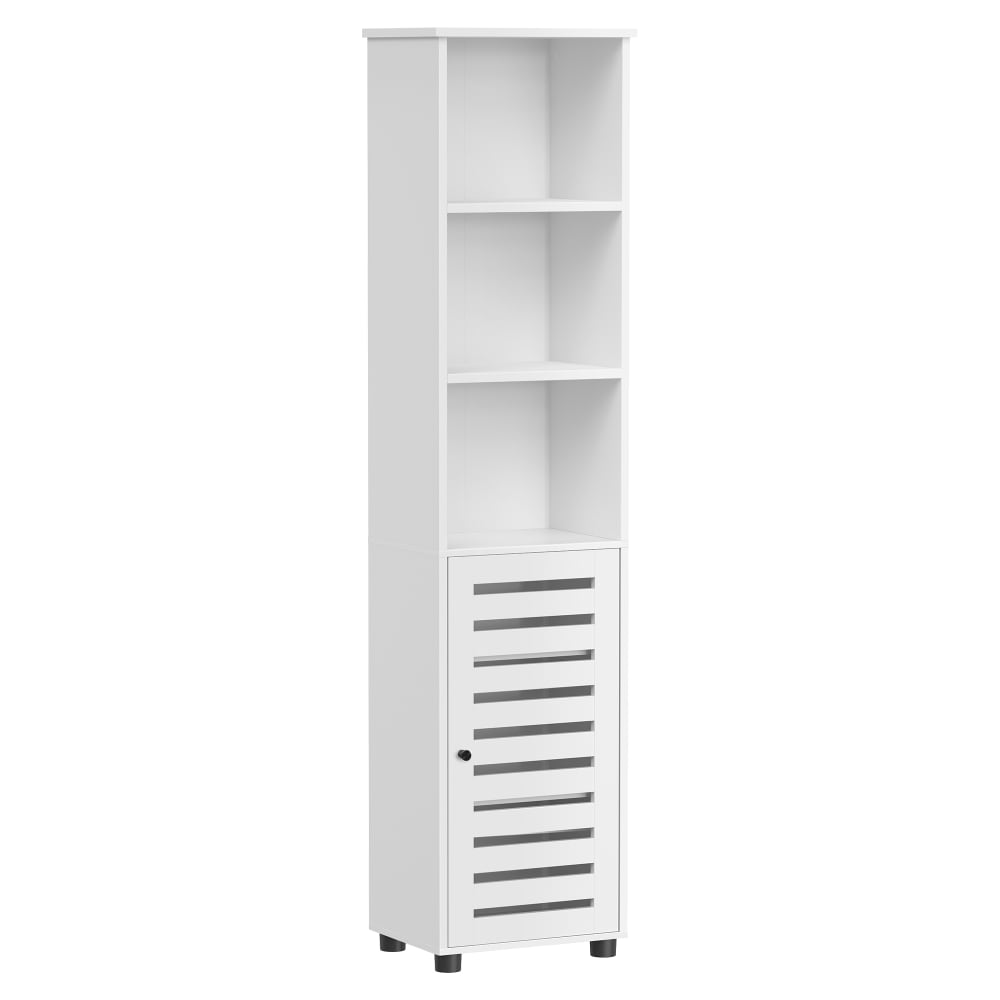 VASAGLE Meuble de salle de bain placard haut avec 1 porte persienne blanc style contemporain Blanc Panneau De Particules - 40x167x30cm