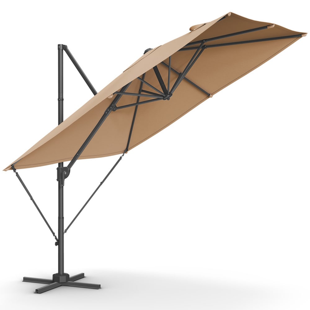 Parasol de jardin déporté 270 x 270 cm Inclinaison marron camel