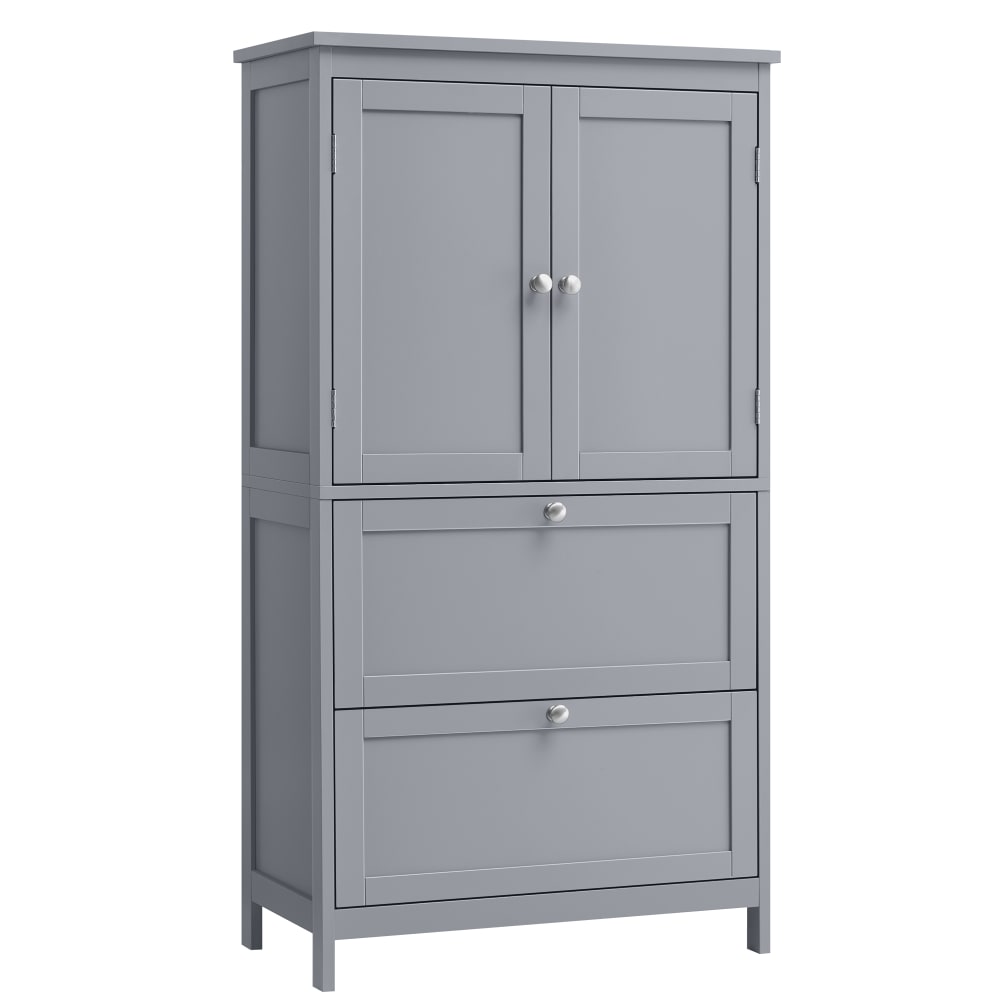 VASAGLE Meuble de salle de bain avec 2 portes 30 x 60 x 110 cm gris style classique chic Gris Panneau De Particules - 60x110x30cm