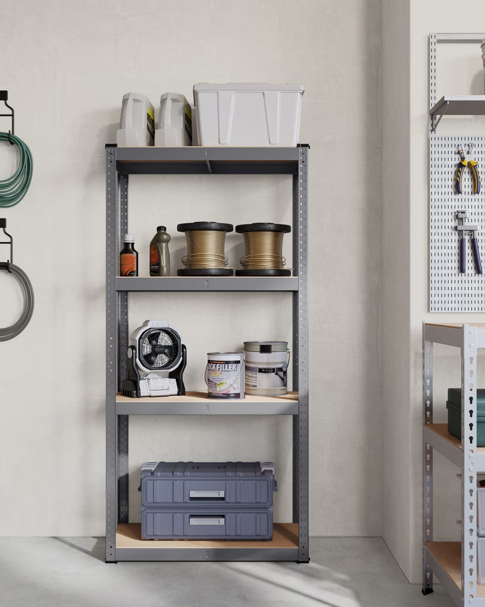 Étagère de rangement 4 niveaux de cuisine réglables gris
