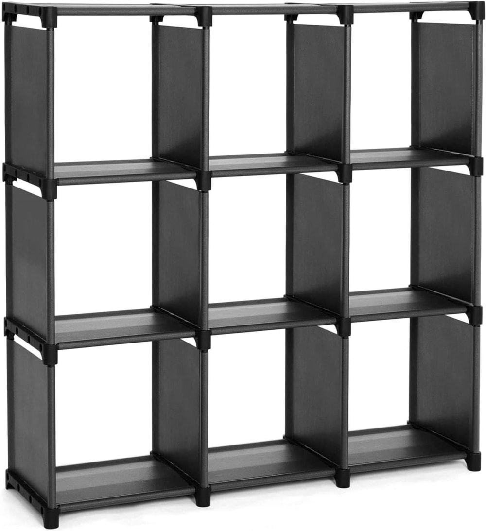 Étagère de rangement à 3 niveaux 110 x 30 x 110 cm noir