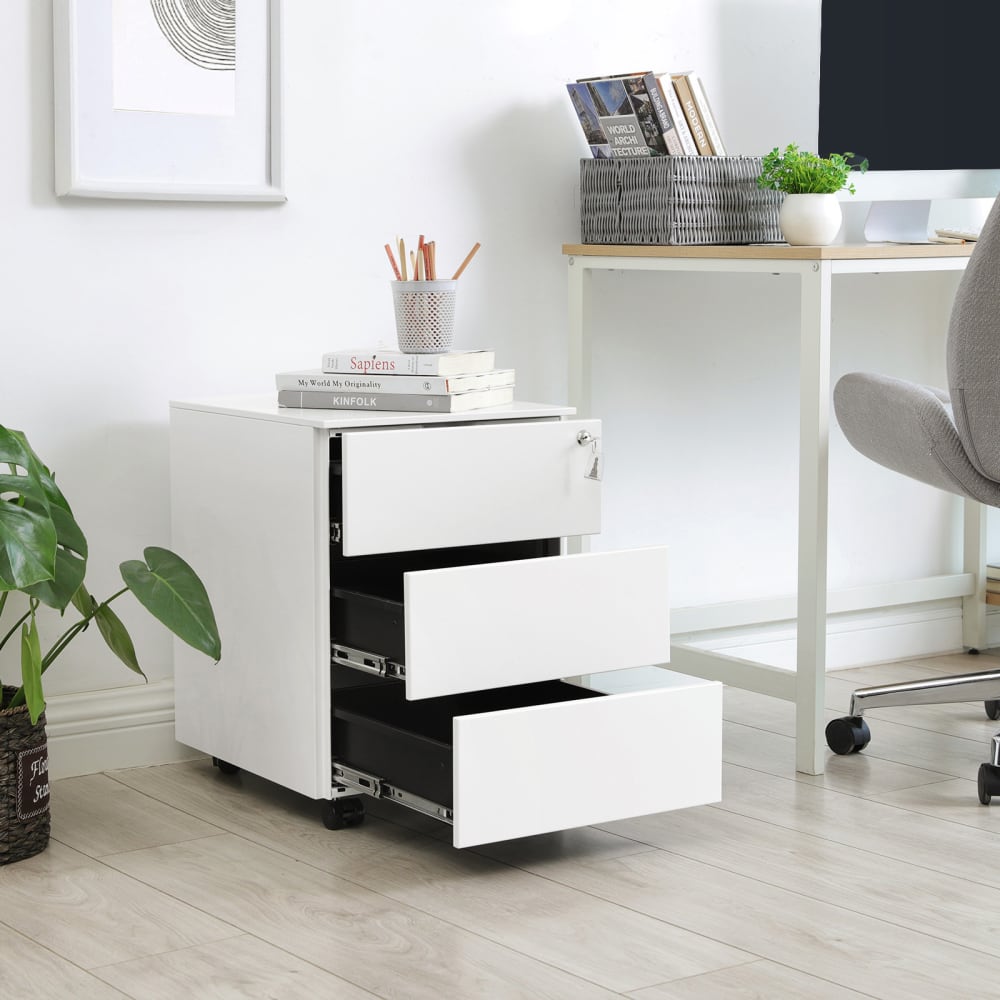 Meuble pour documents en métal mobile 39 x 45.1 x 53.8 cm blanc - Maisons du Monde