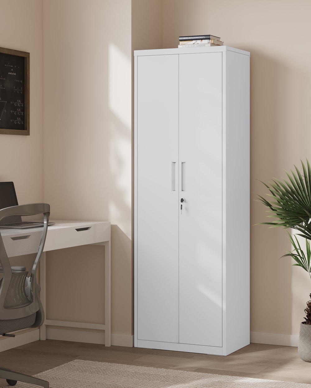 Caissons de rangement bureau 5 niveaux 2 portes serrure gris