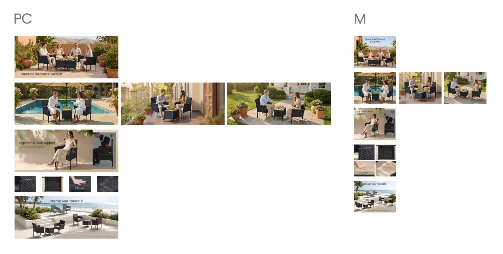 Meubles de jardin tressé en pe ensemble 3 pièces table noir et gris - Maisons du Monde