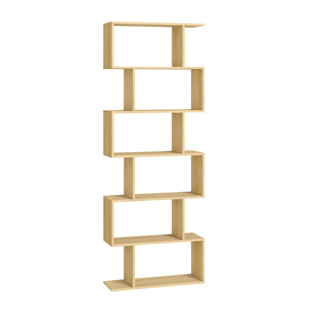 Bibliothèque étagère à 6 niveau effet bois couleur chêne naturel