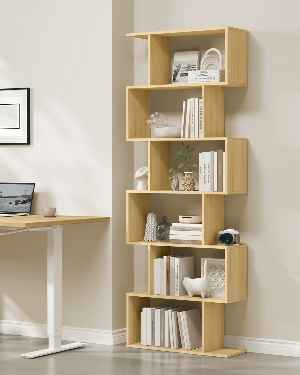 Bibliothèque à 6 niveaux de rangement cloison séparateur pour salon - Maisons du Monde