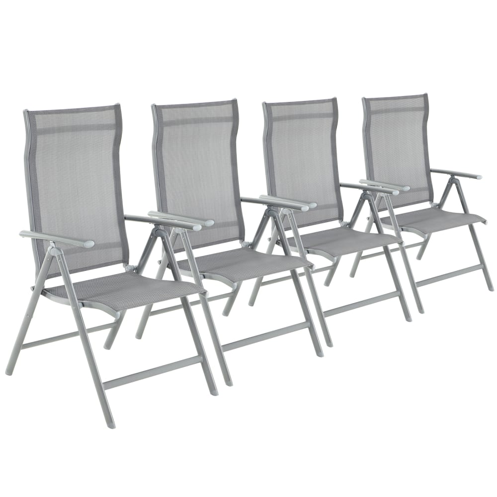 Chaise de jardin pliable cadre en aluminium lot de 4 gris