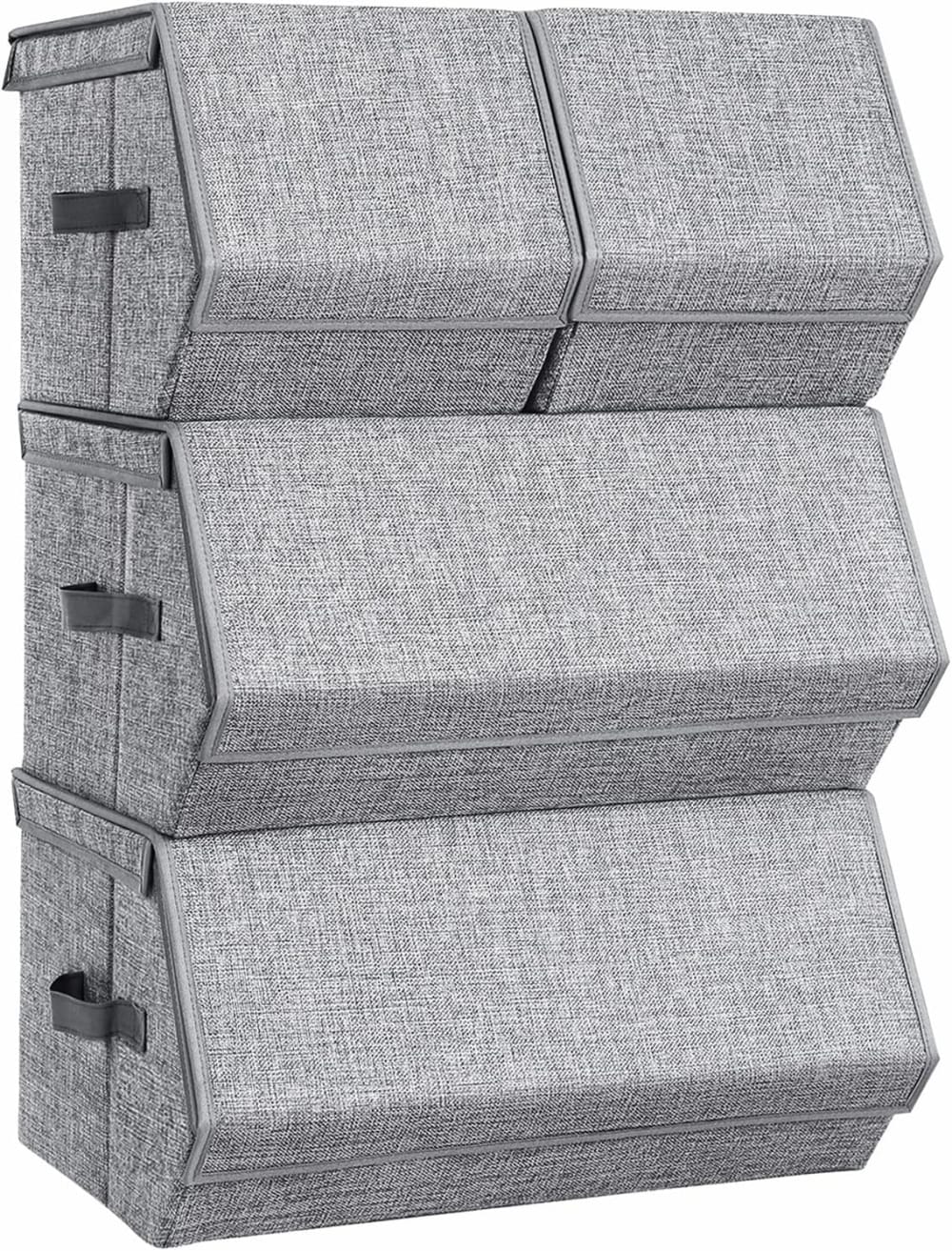 Boîtes de rangement empilables avec couvercle magnétique gris