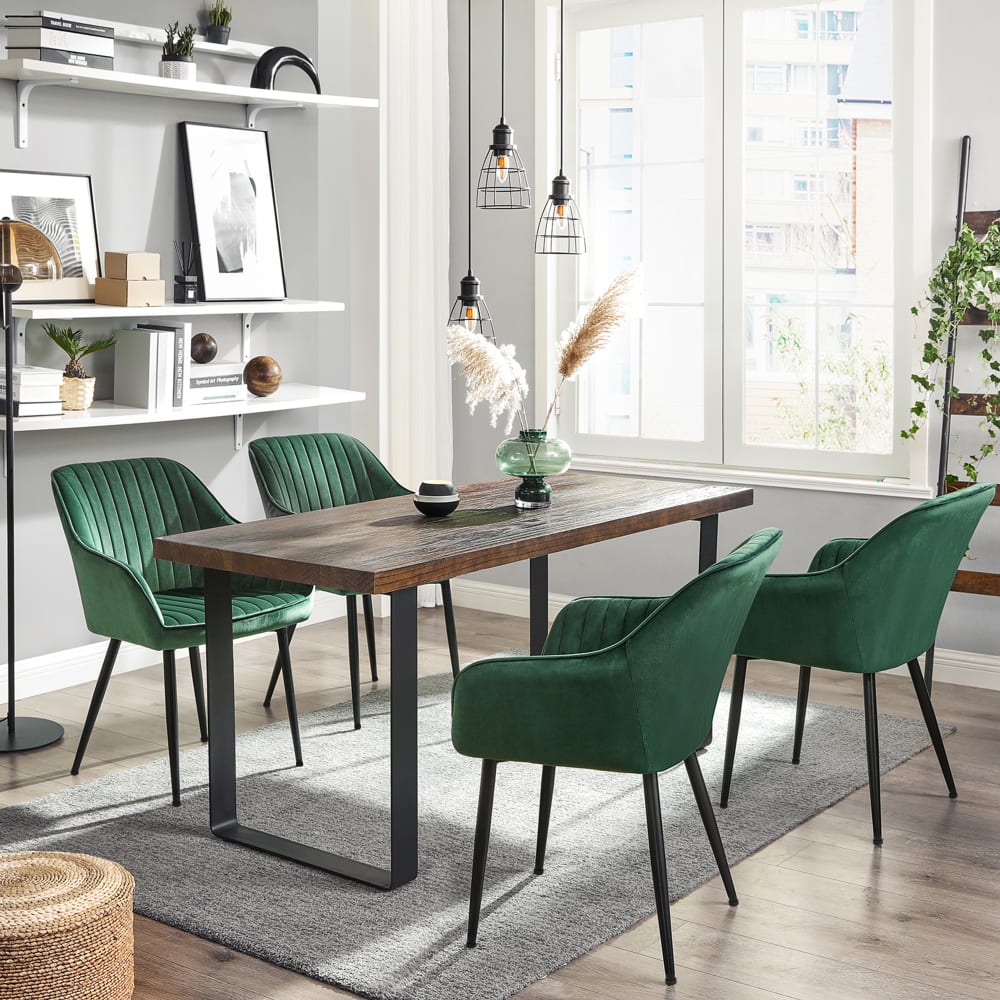 Chaise salle à manger en velours rembourrée 120 kg vert