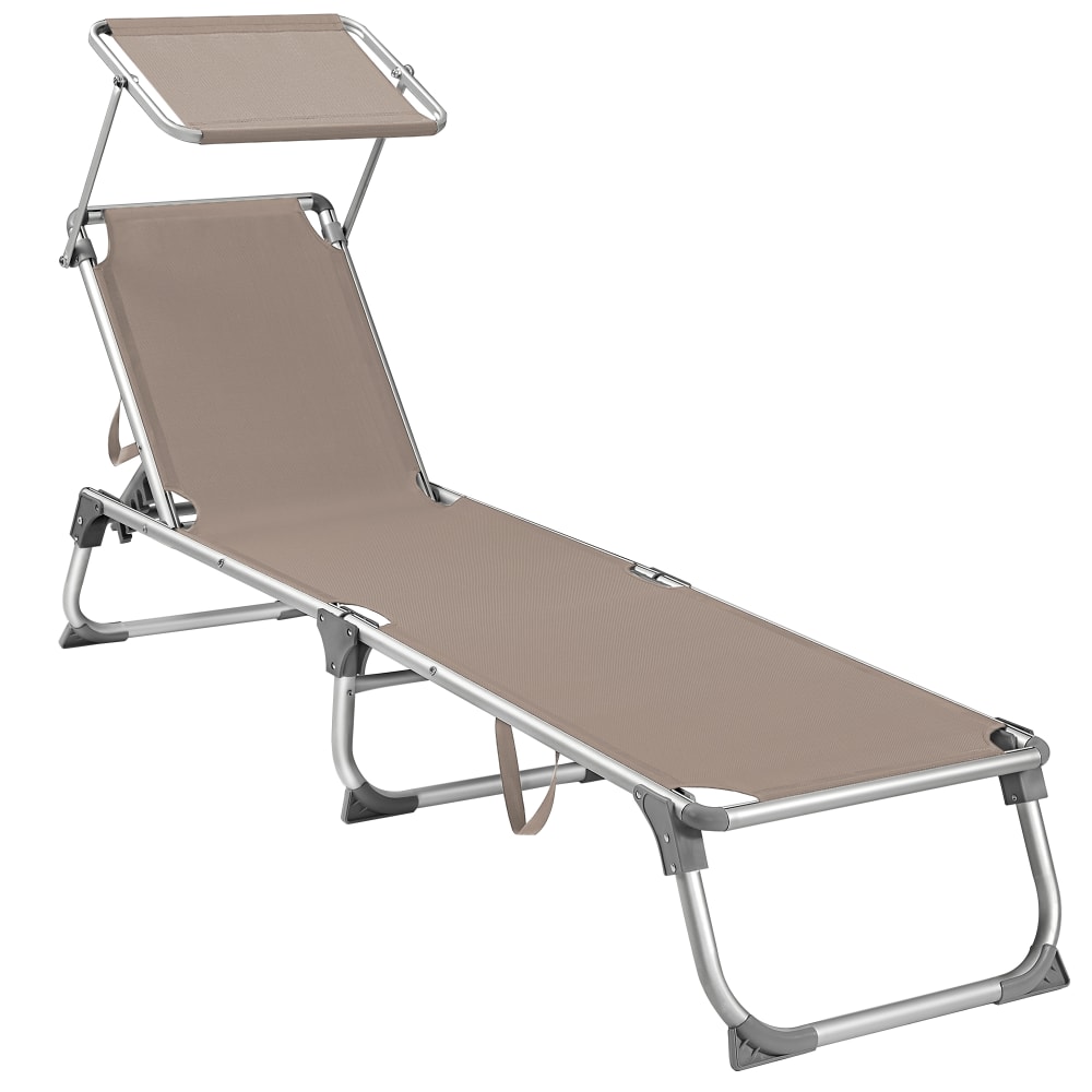 Bain de soleil 193 x 55 x 31 cm avec pare-soleil et dossier taupe