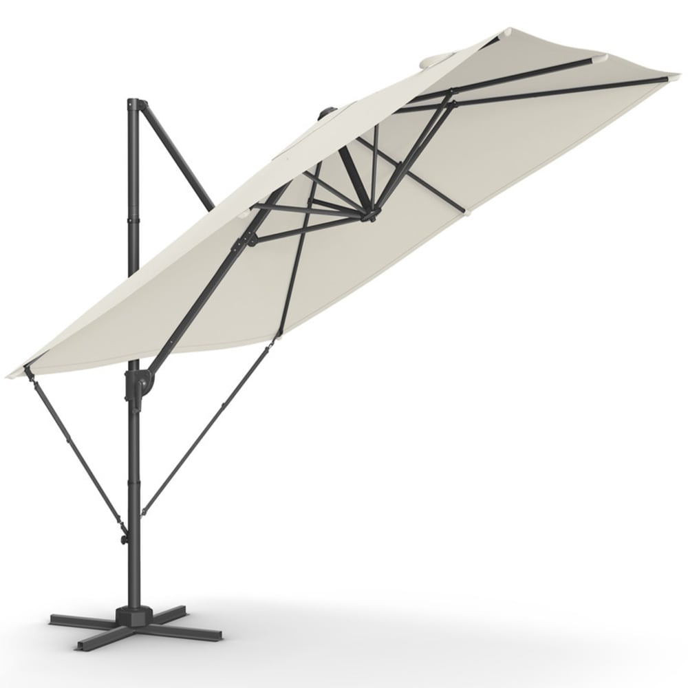 Parasol de jardin déporté 270 x 270 cm inclinaison blanc crème
